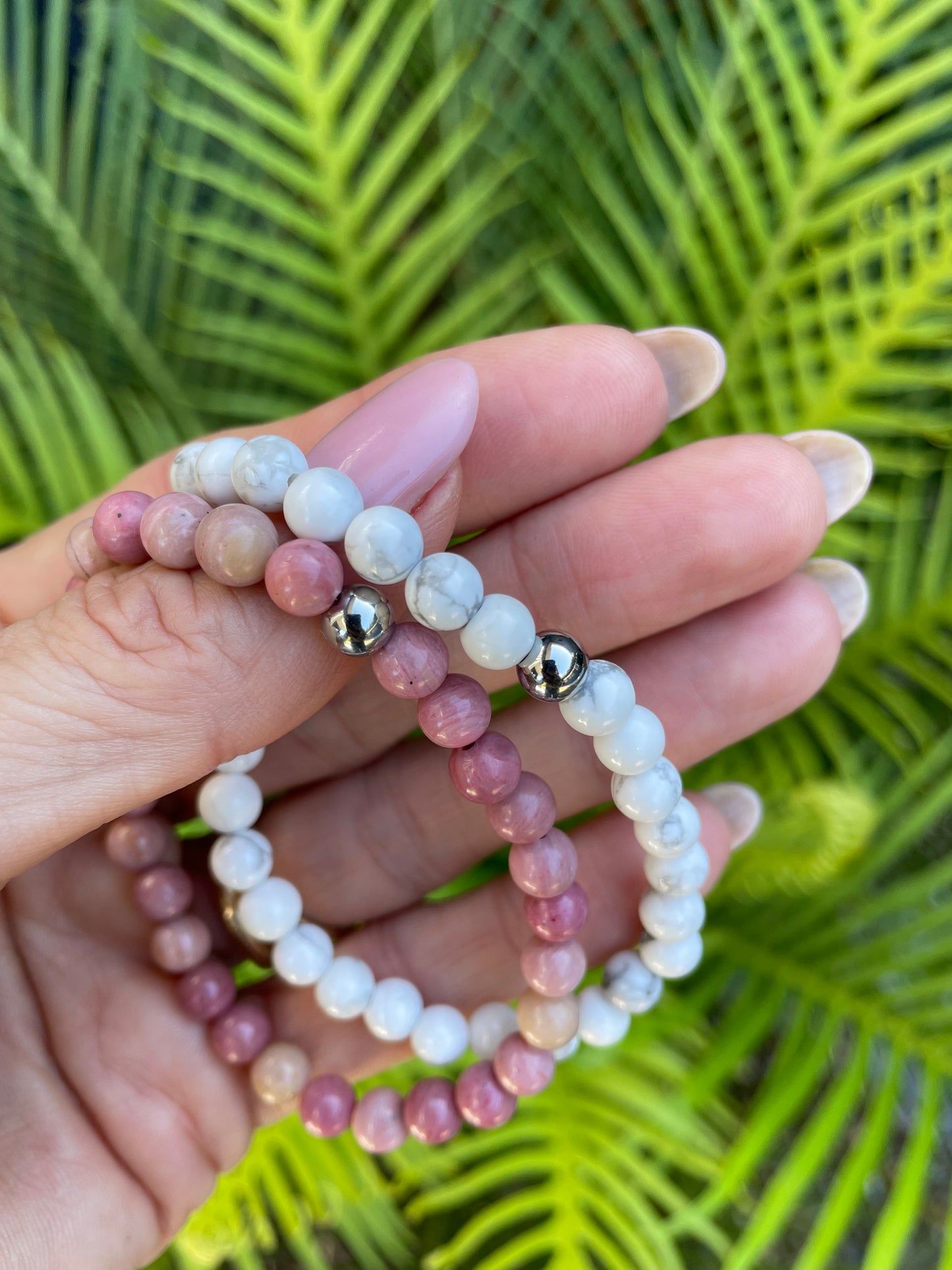 Double Stacker Bracelets - Rhodochrosite/Amazonite
