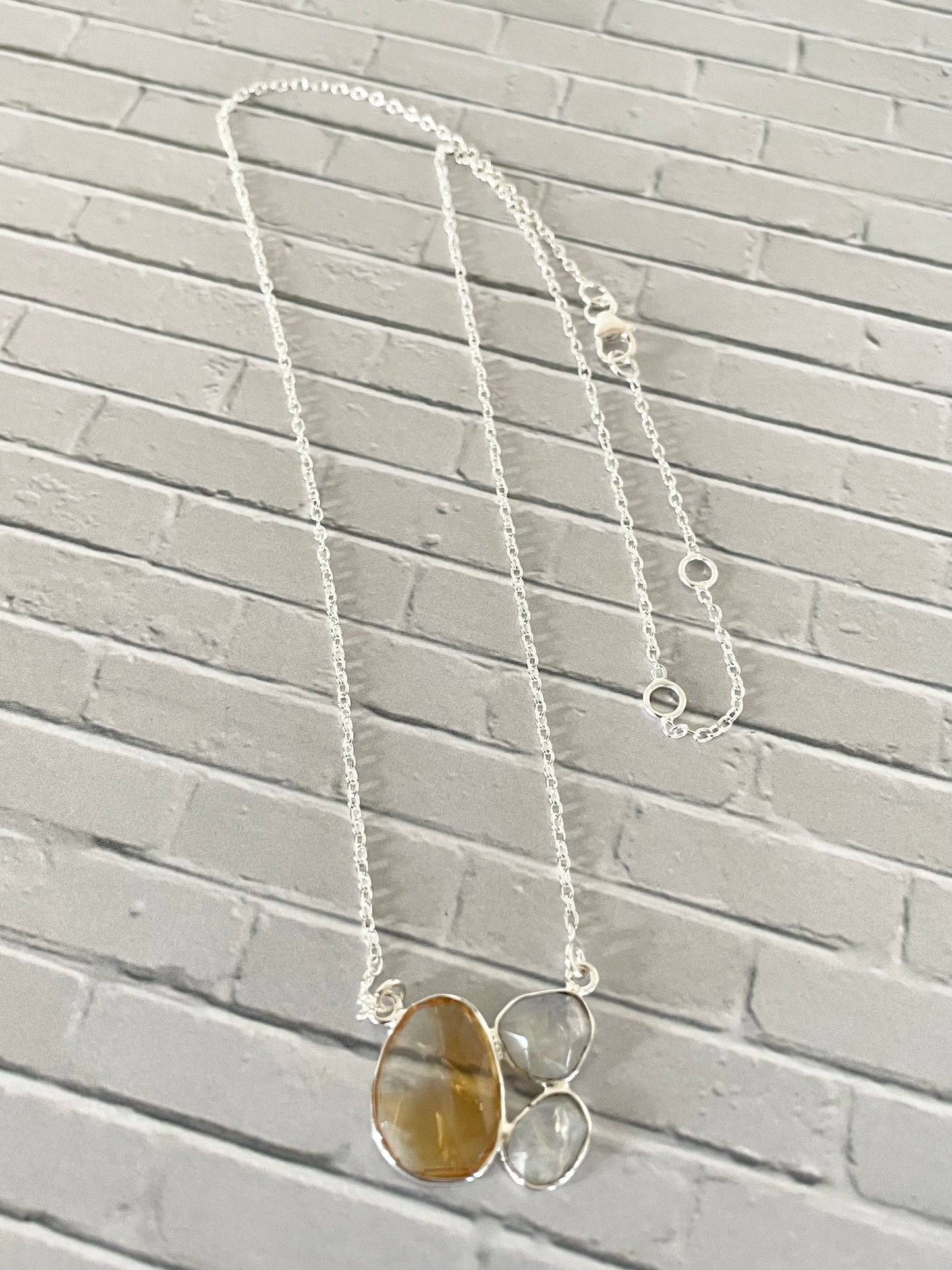 Rainbow Moonstone & Citrine Necklace