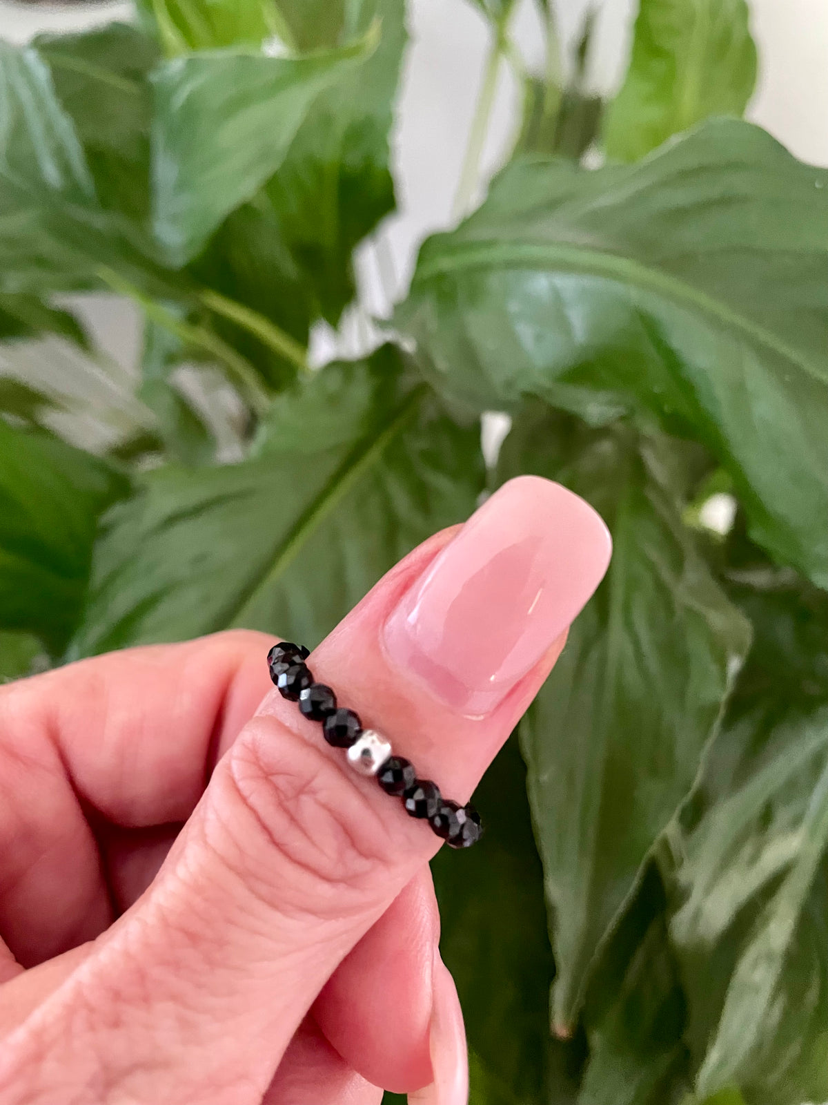Faceted Black Spinel Ring size 6-9