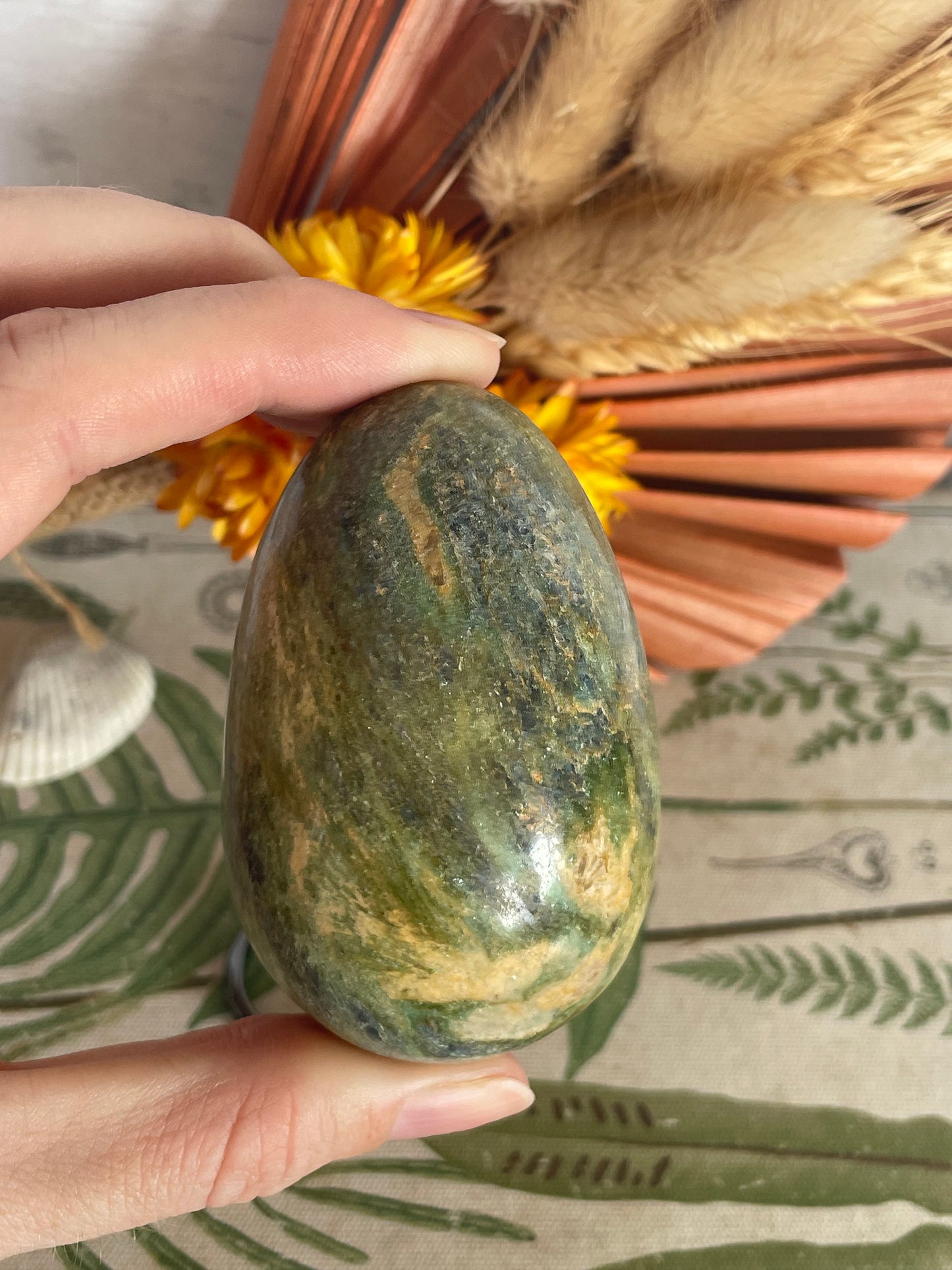 Ruby Fuchsite Egg Includes Hematite Ring