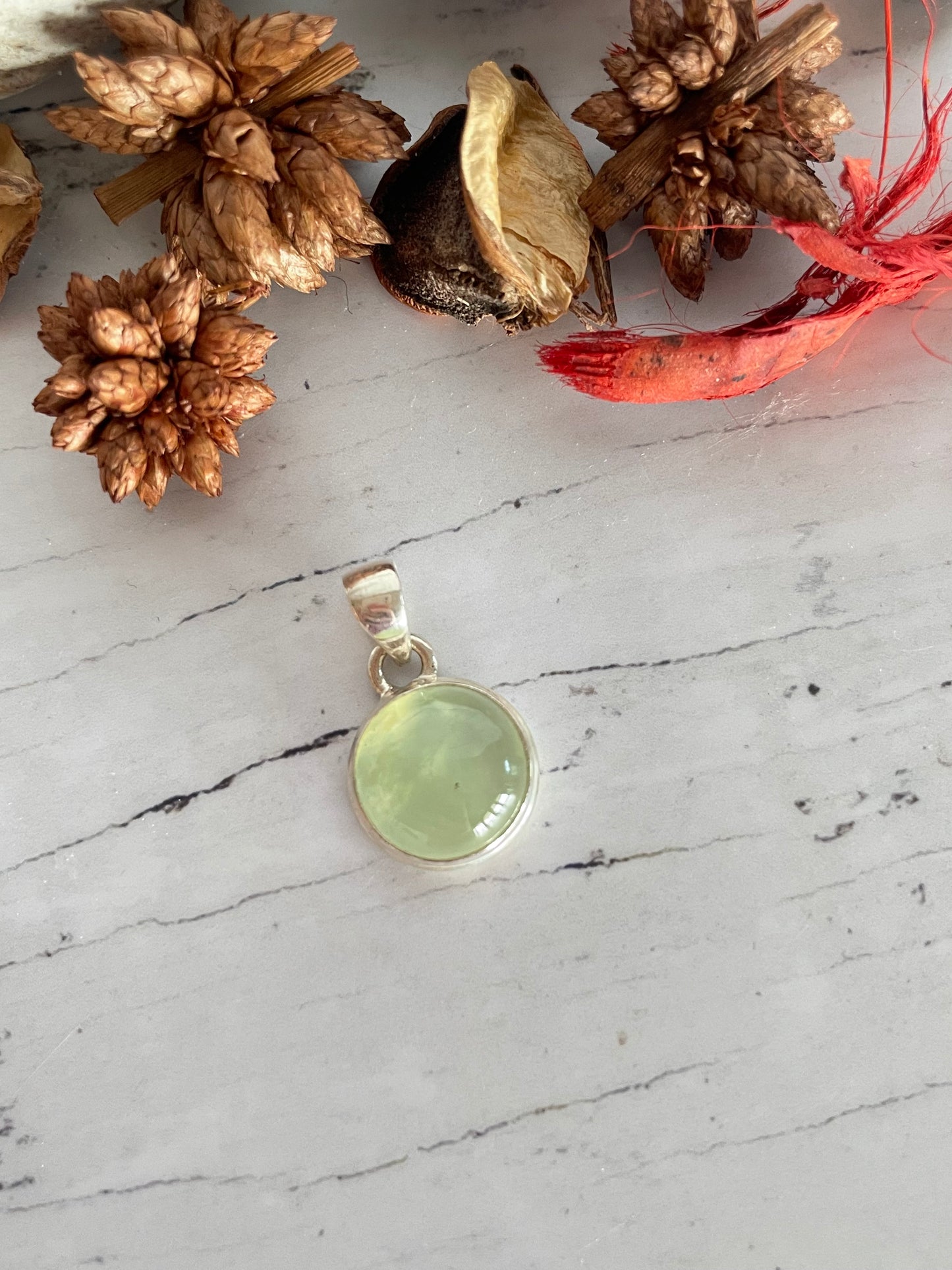 Prehnite Silver Pendant