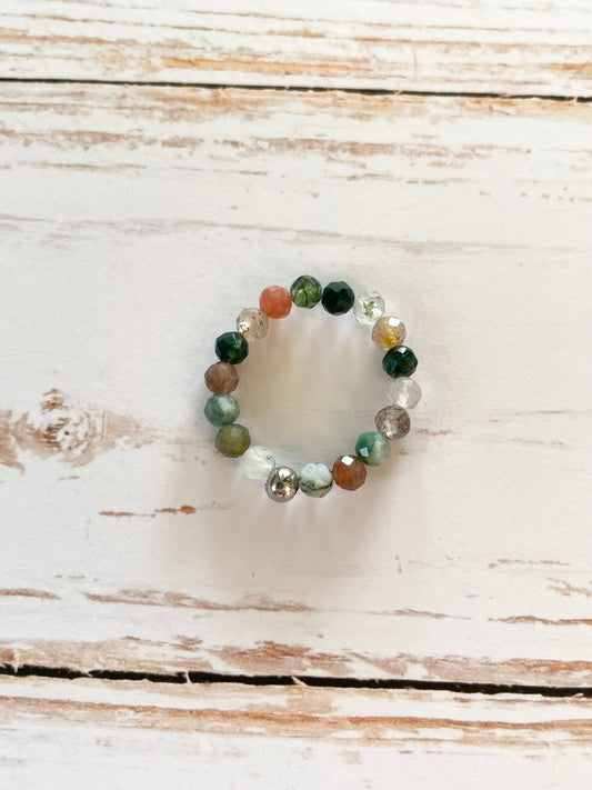 Faceted Indian Agate Ring size 6-9