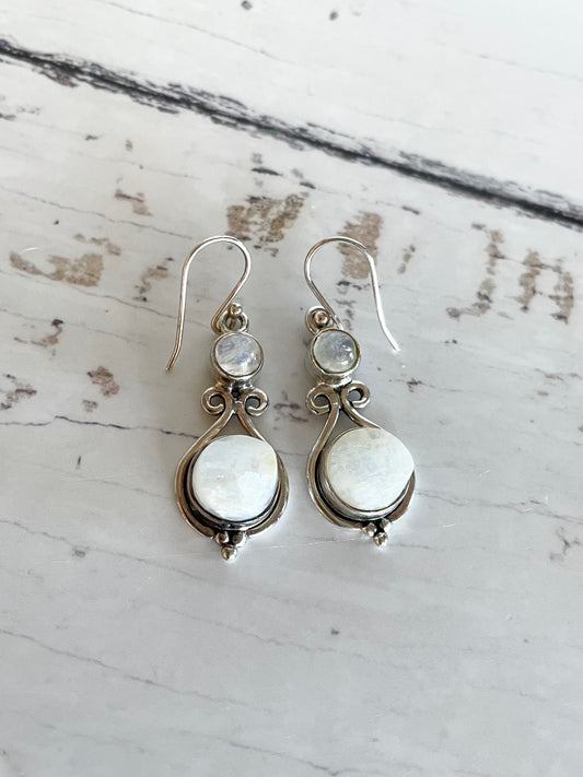 Raw Rainbow Moonstone Dangles