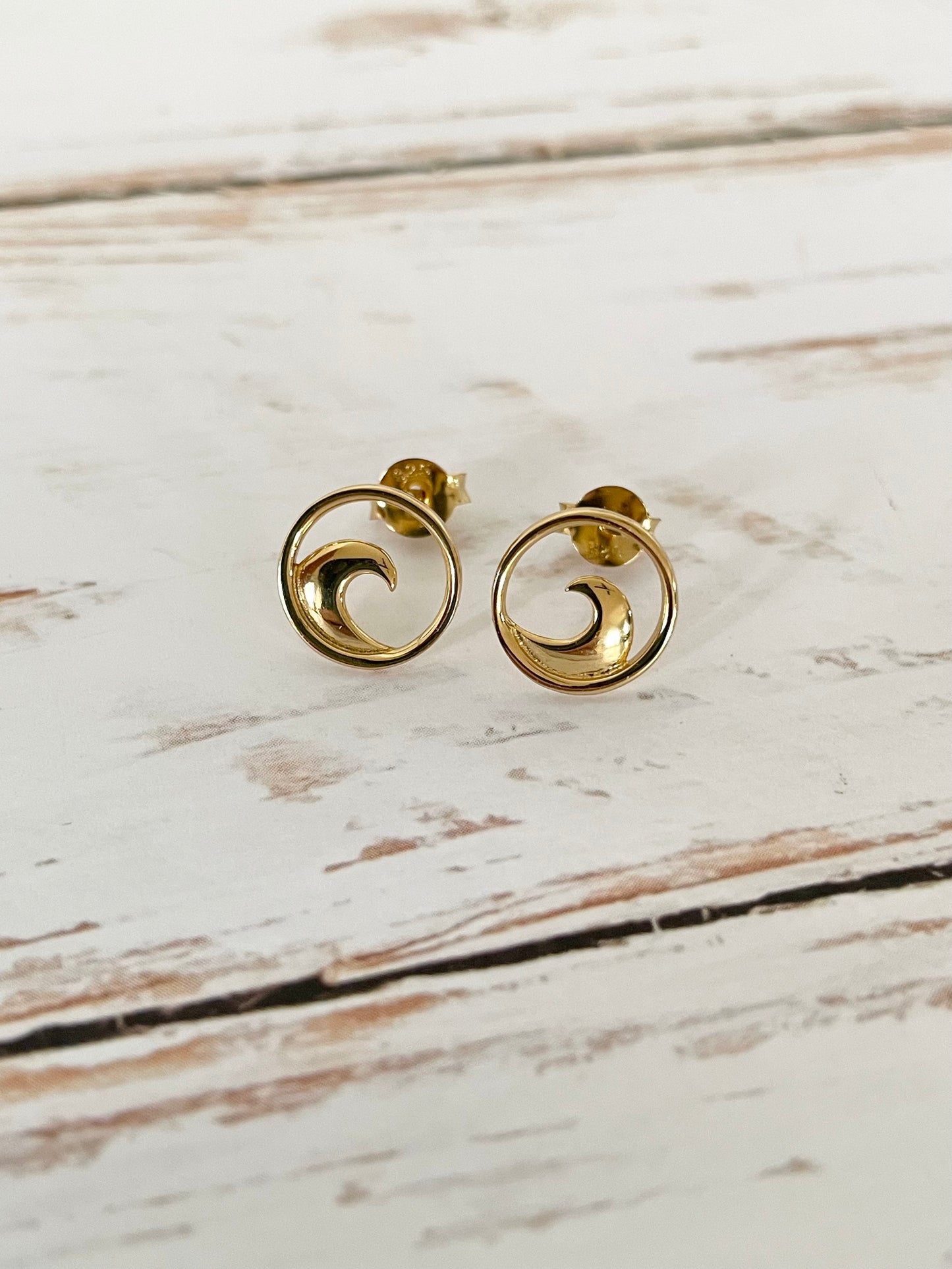18K Gold Electroplated- Ocean waves studs