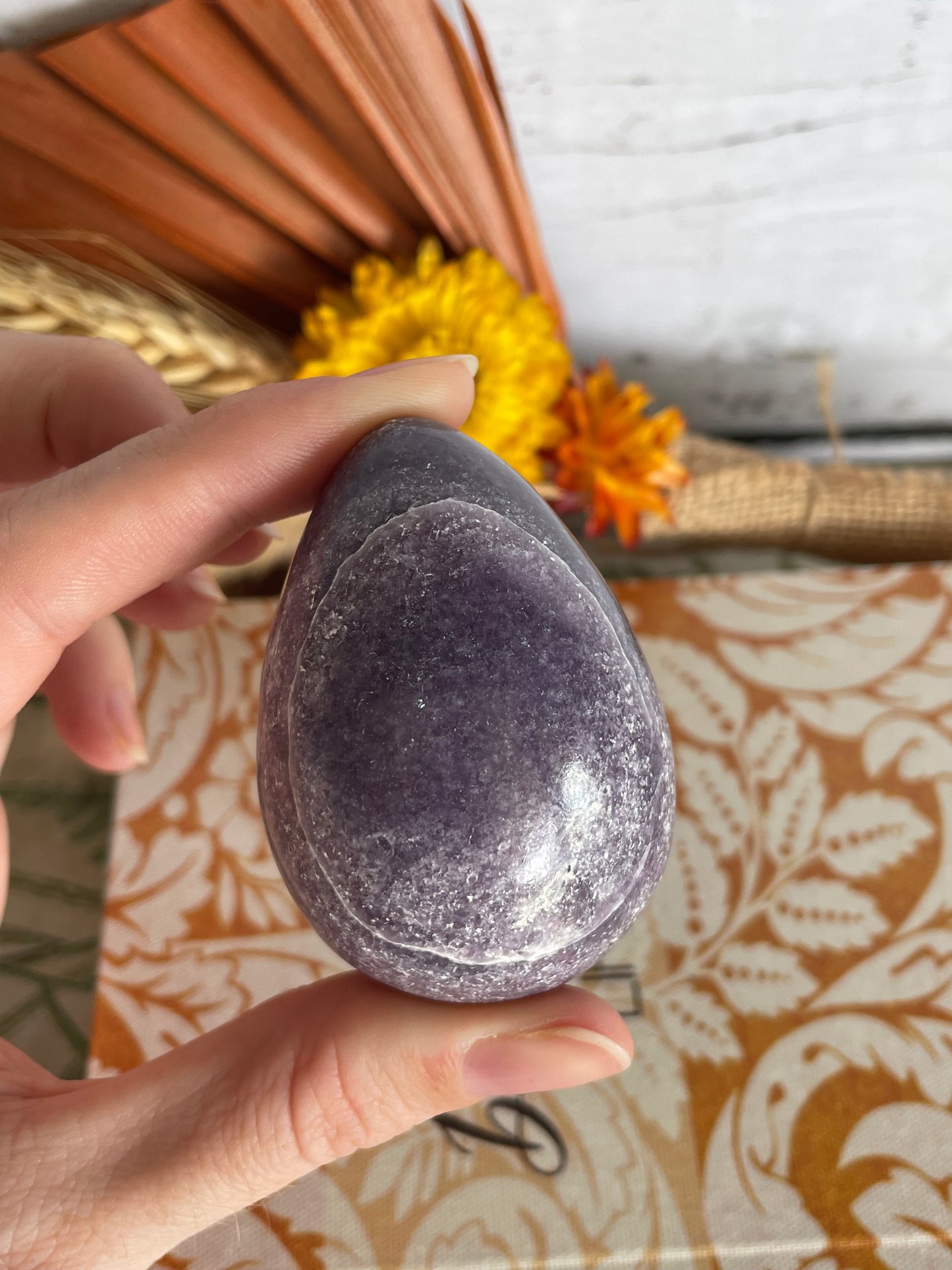 Lepidolite Egg Includes Hematite Ring