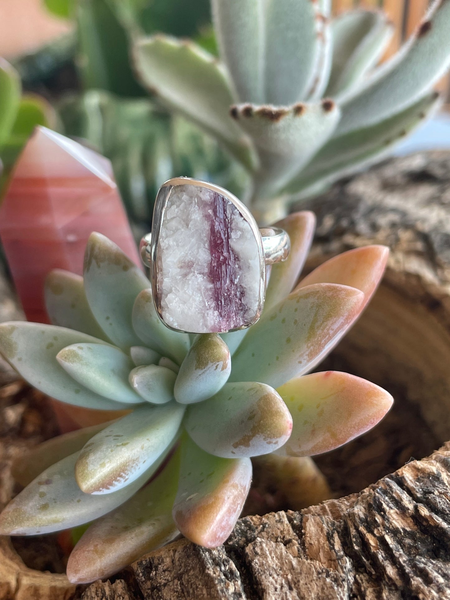 Pink Tourmaline /Rubellite Silver Raw Ring