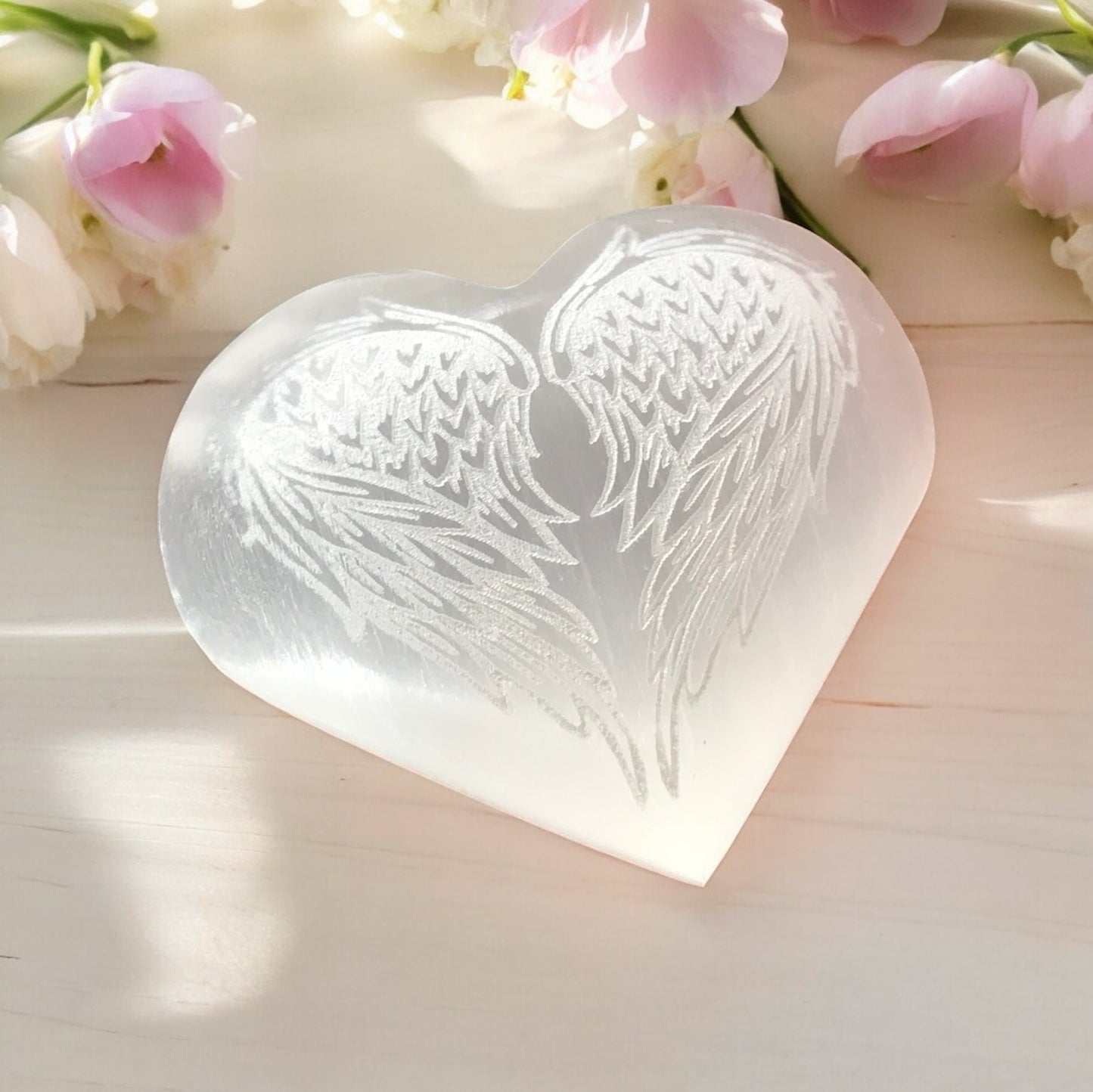 Selenite Heart Angel Wings