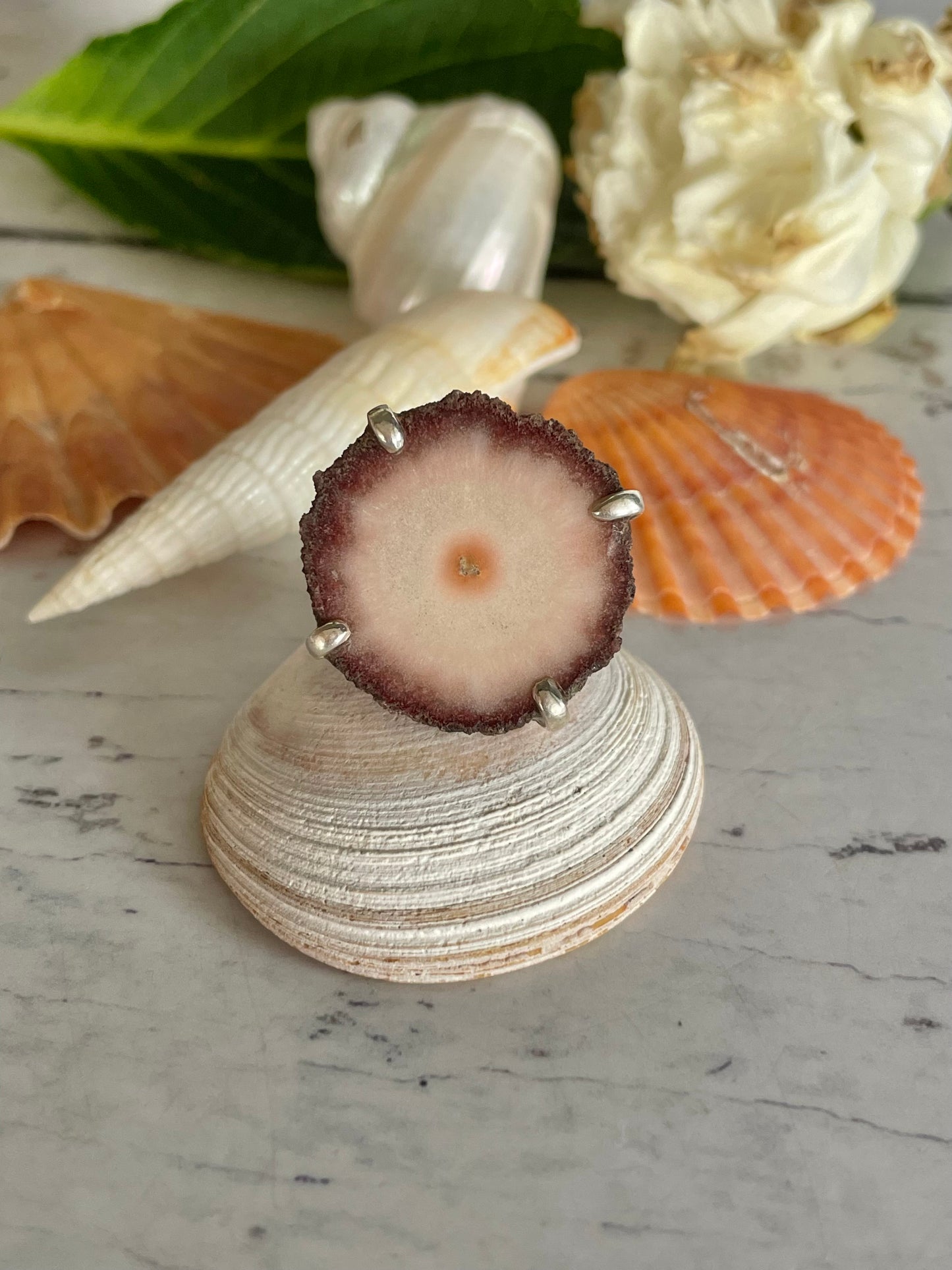 Agate Stalactite Silver Ring