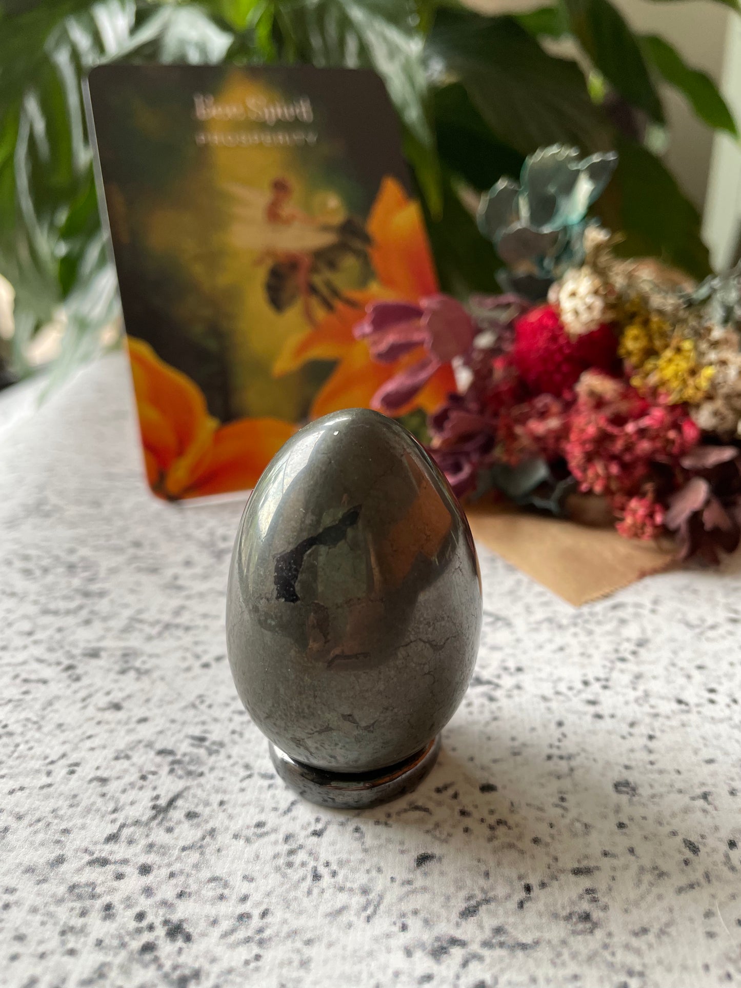 Pyrite Egg Includes Hematite Ring