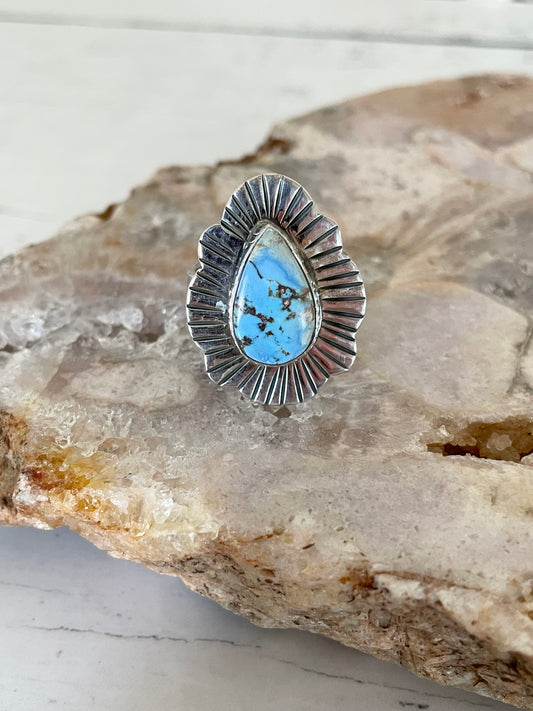 Golden Hill Turquoise Navajo Ring ~ adjustable size 8-10