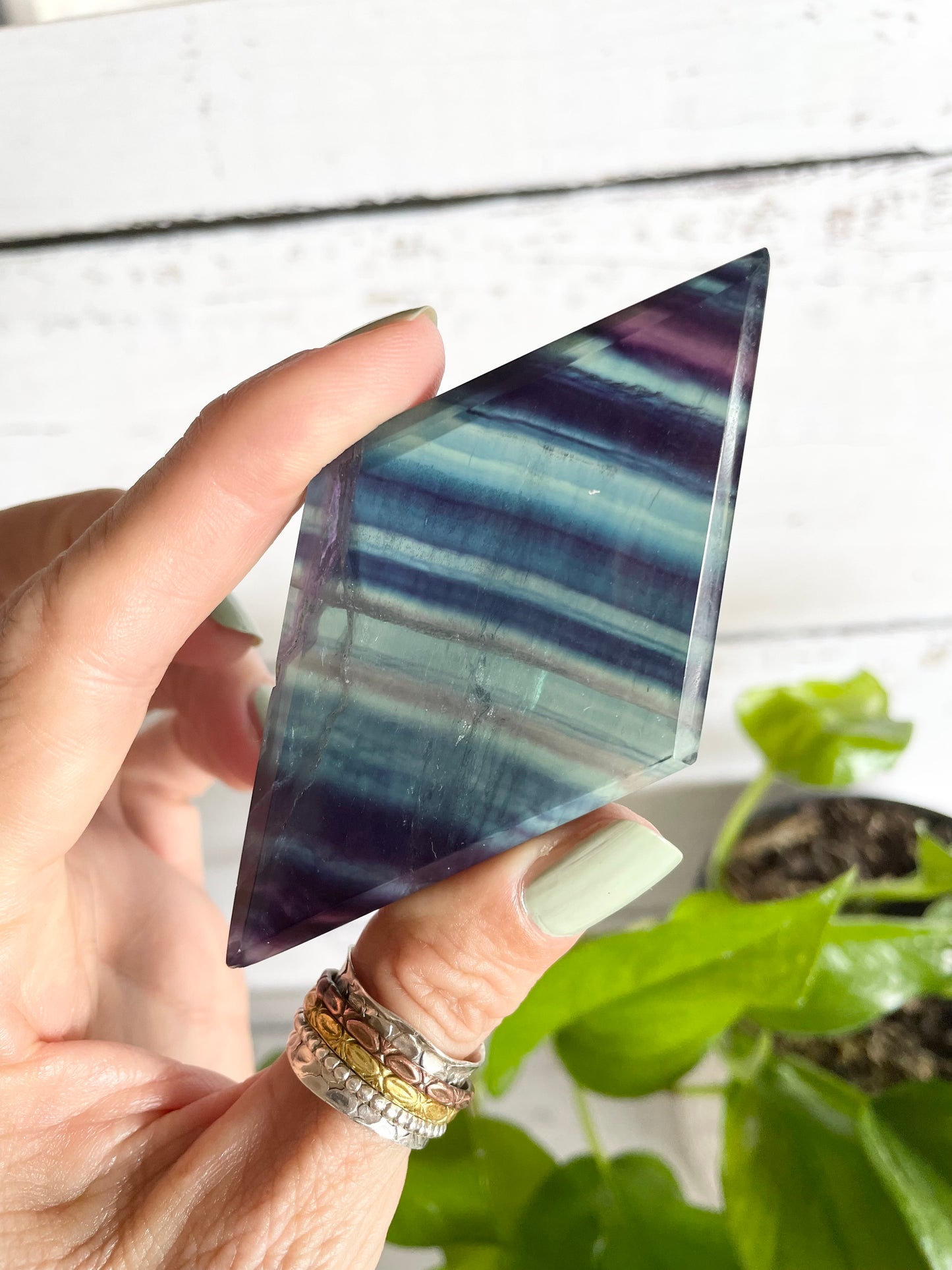 Rainbow Fluorite Diamond ~ 10