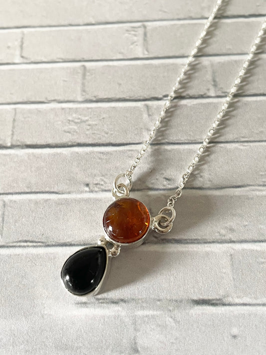 Black Onyx & Amber Necklace