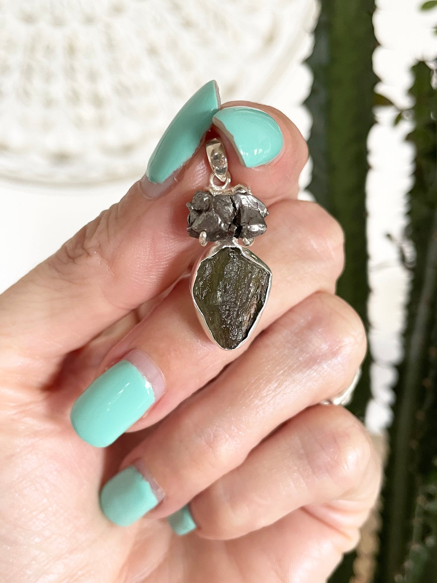 Moldavite &Metorite Pendant