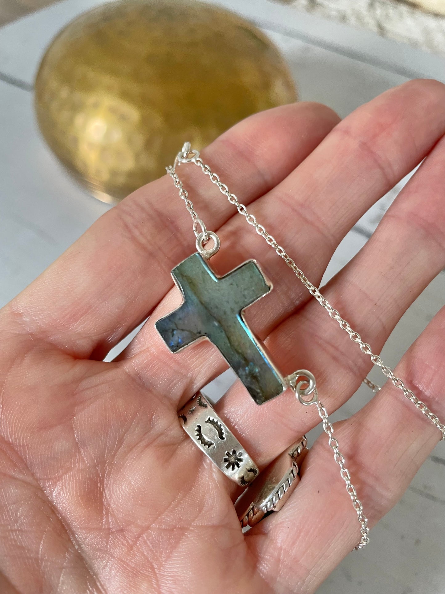 Labradorite Cross Necklace