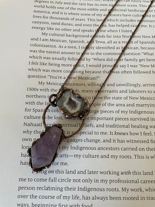 Copper electroplated Necklace ~ Amethyst & Agate