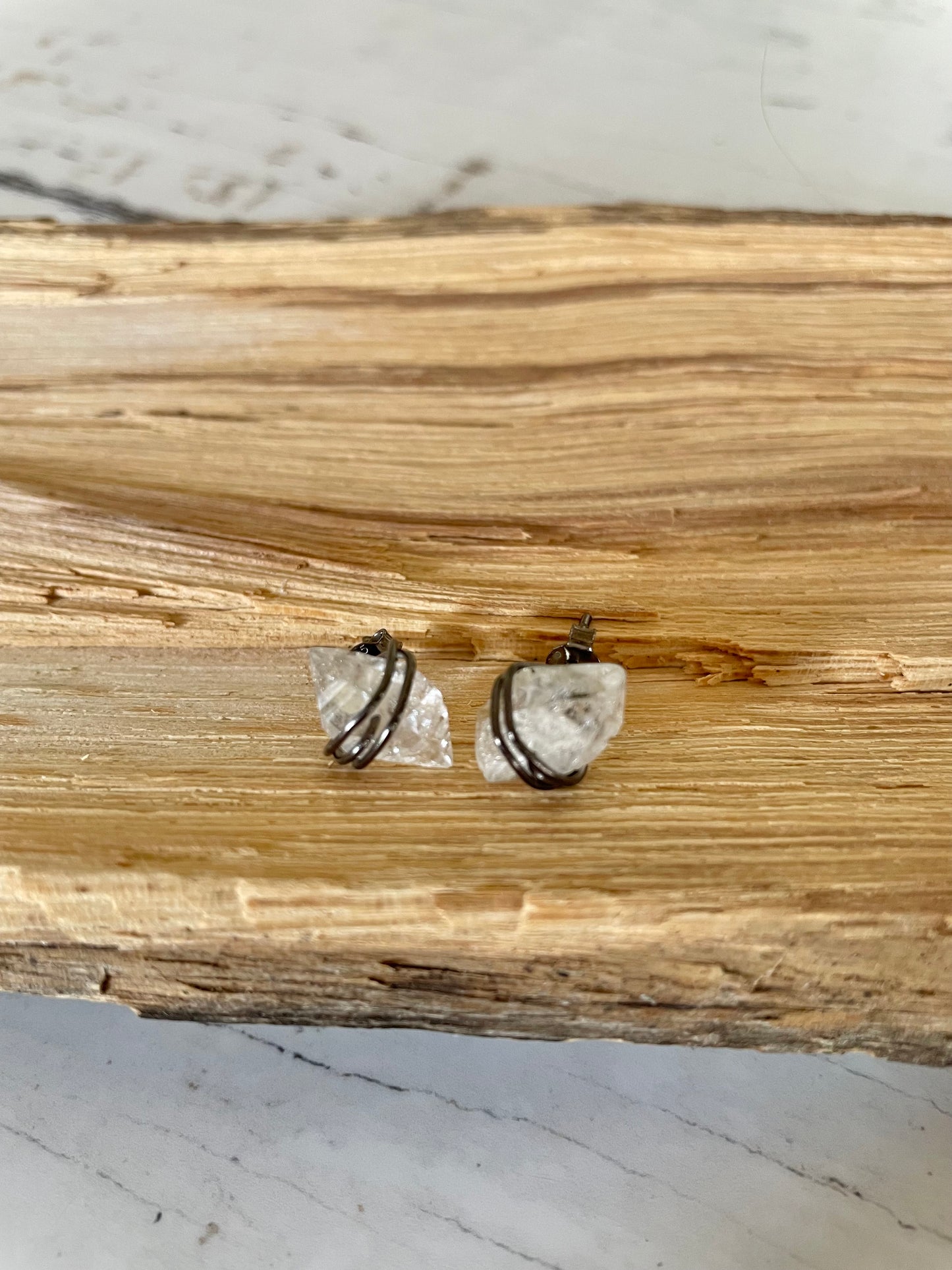 Herkimer wire wrap posts ~ titanium