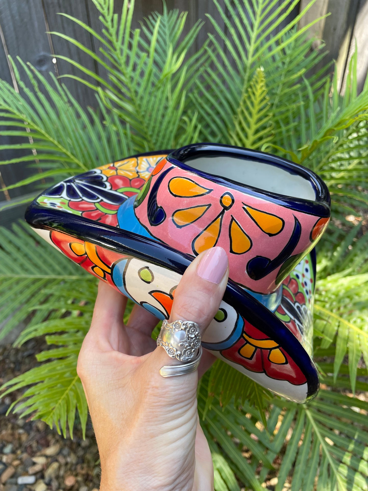 Mexican Talavera Cowboy Hat Planter
