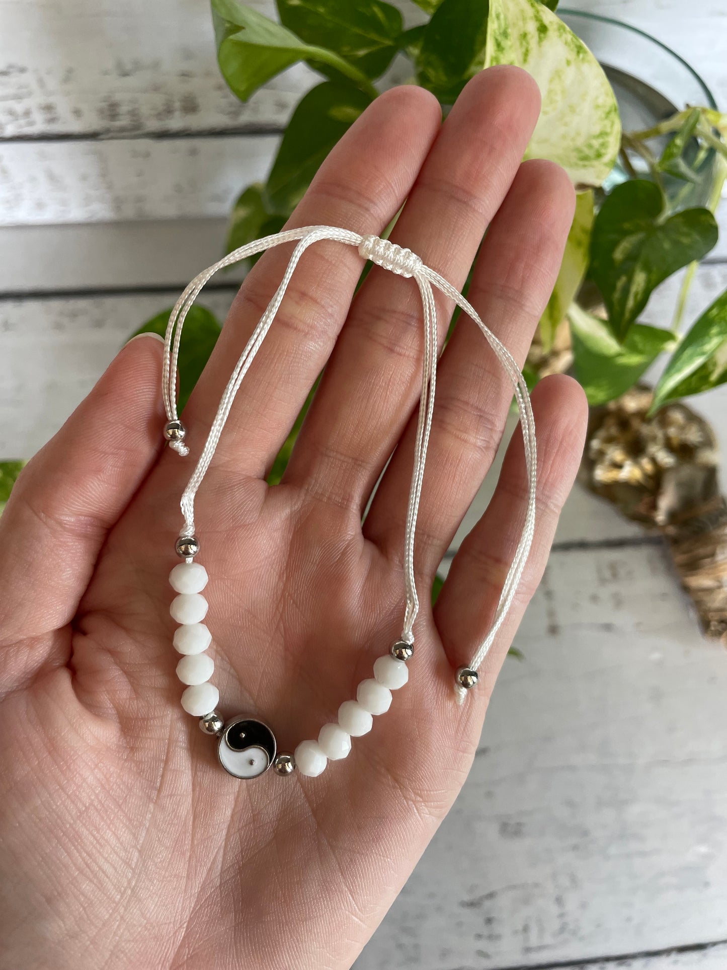 Macrame White Bracelet ~ YING YANG