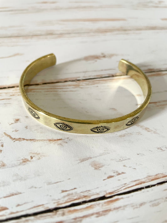 Brass Cuff ~ Evil Eye