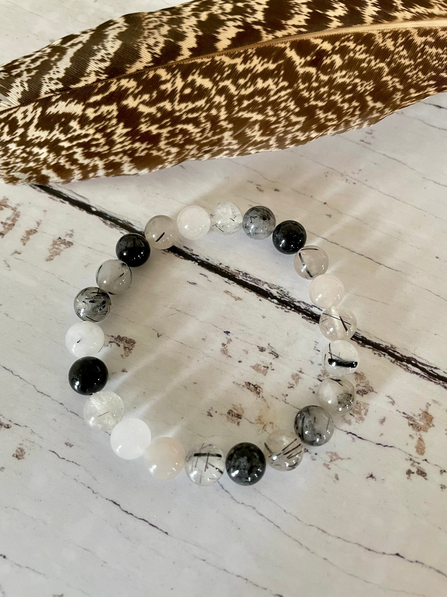 Tourmaline in Quartz INNER POWER Healing Bracelet ©️