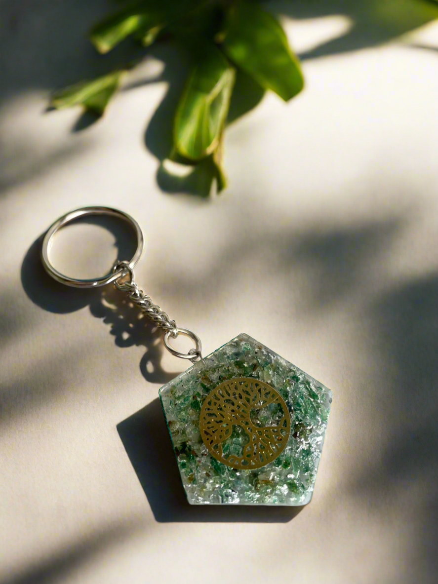 Green Aventurine Tree of Life Keyring