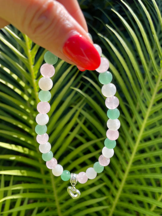 Green Aventurine/Rose Quartz/Moonstone Healing Anklet