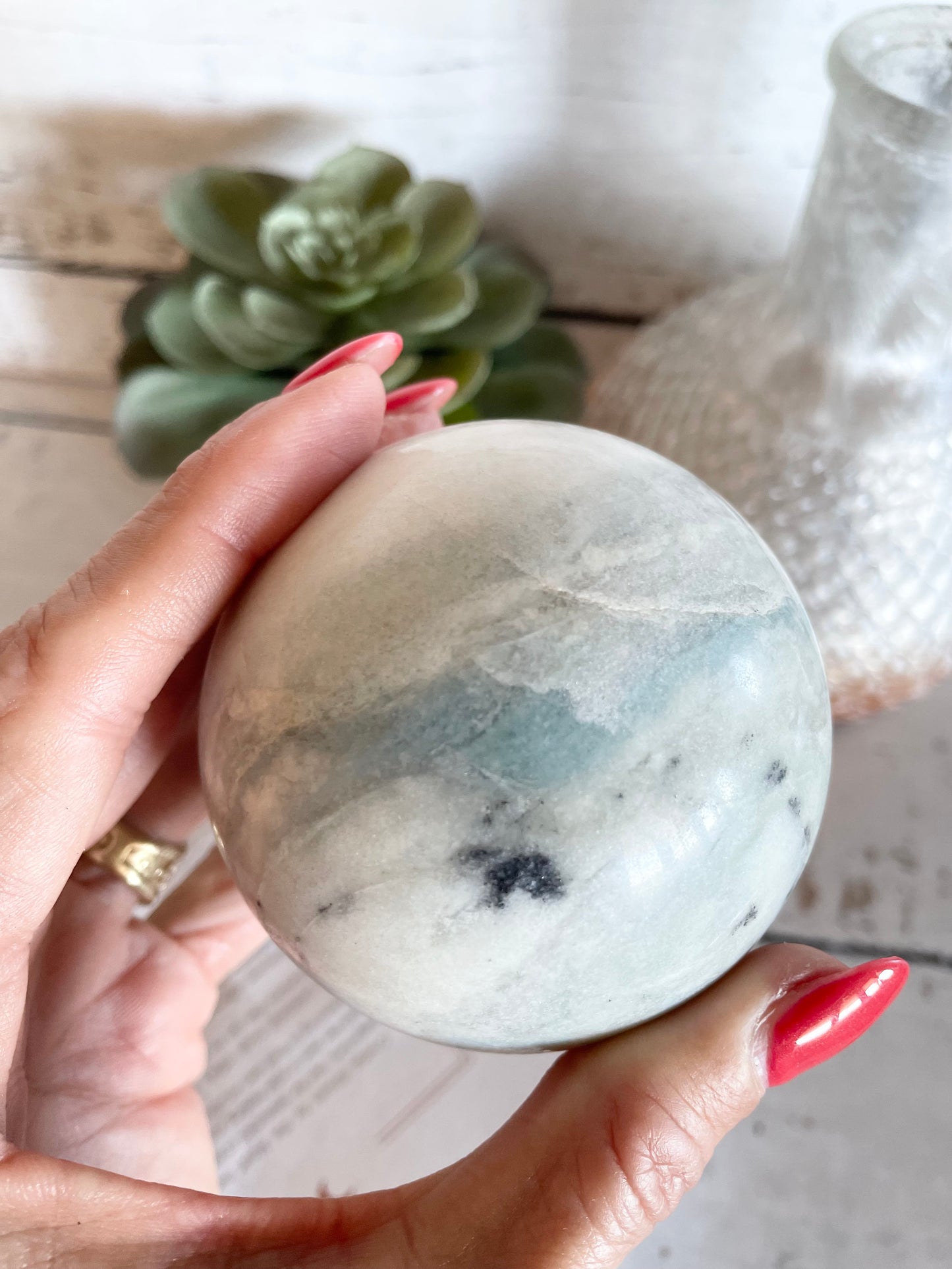 Carribean Calcite Sphere includes holder
