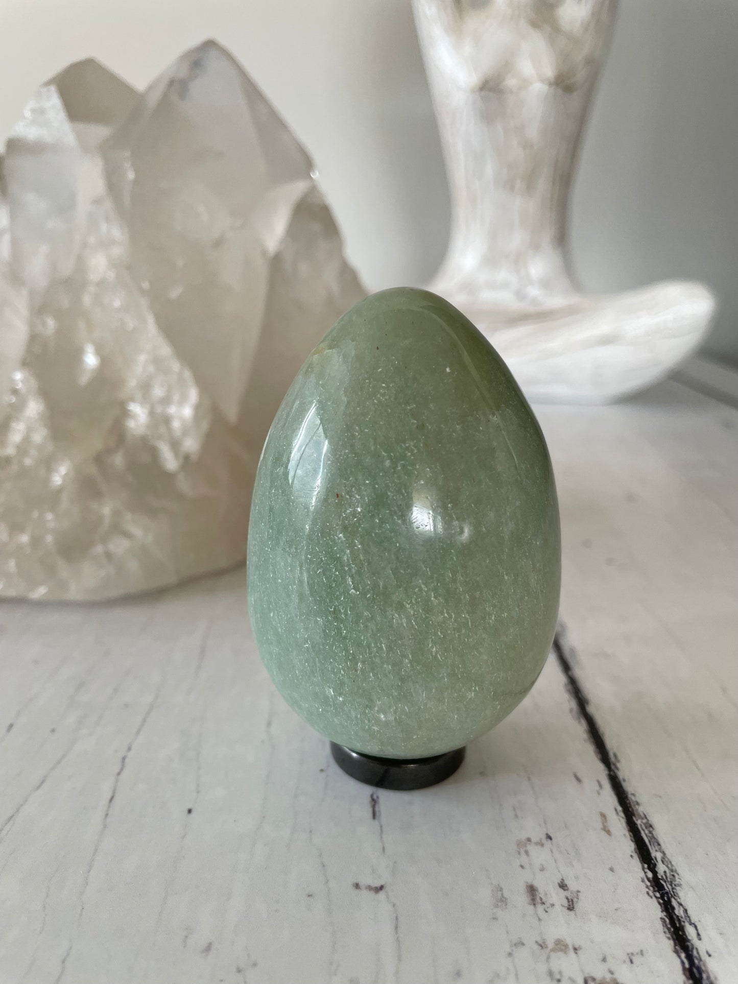 Green Aventurine Egg Includes Hematite Ring