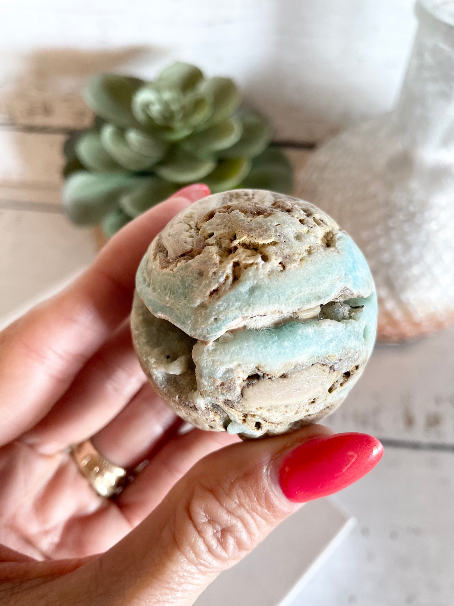 Hemimorphite Sphere Includes Holder