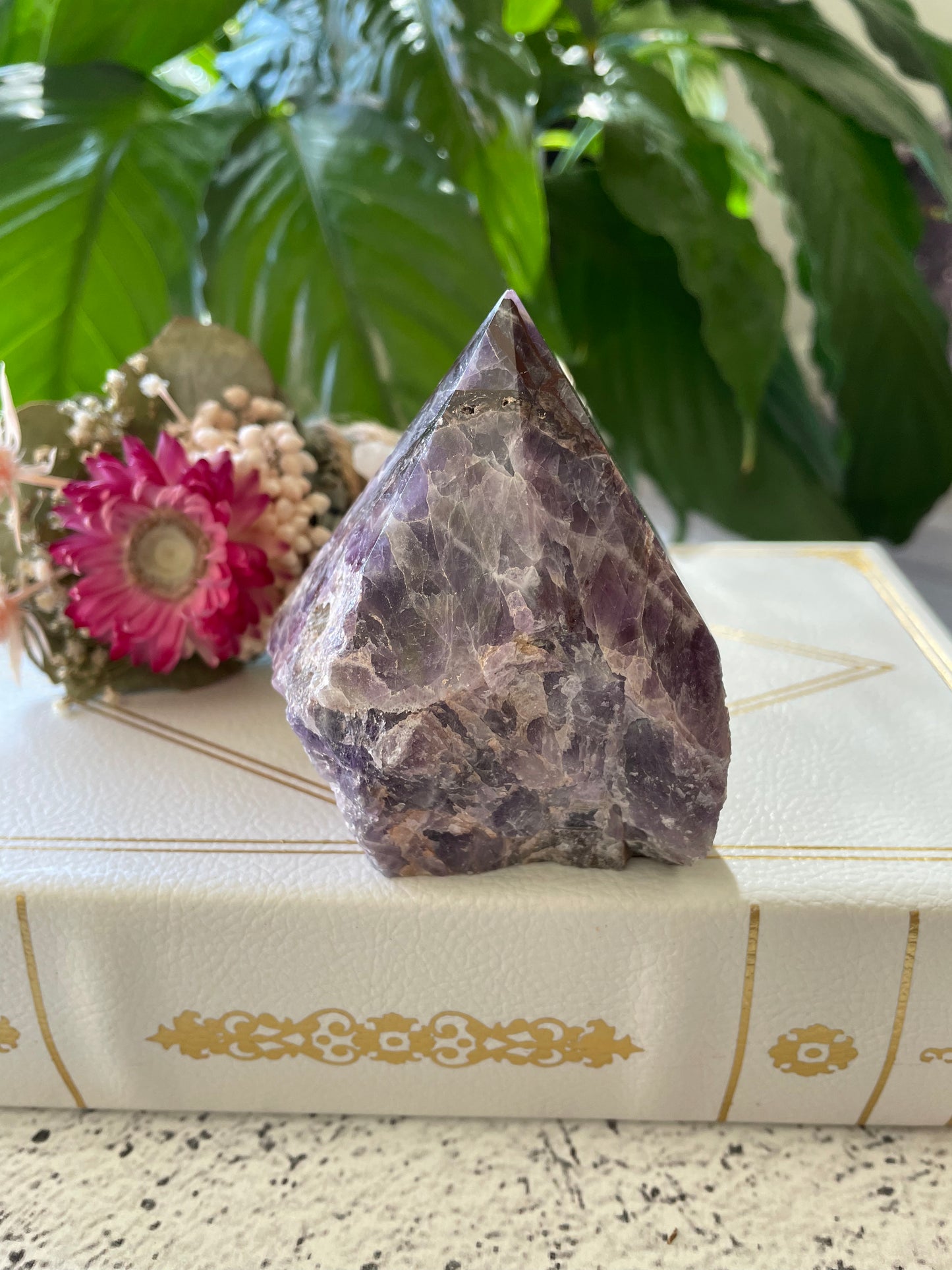 Chevron Dream Amethyst Base Cut Point