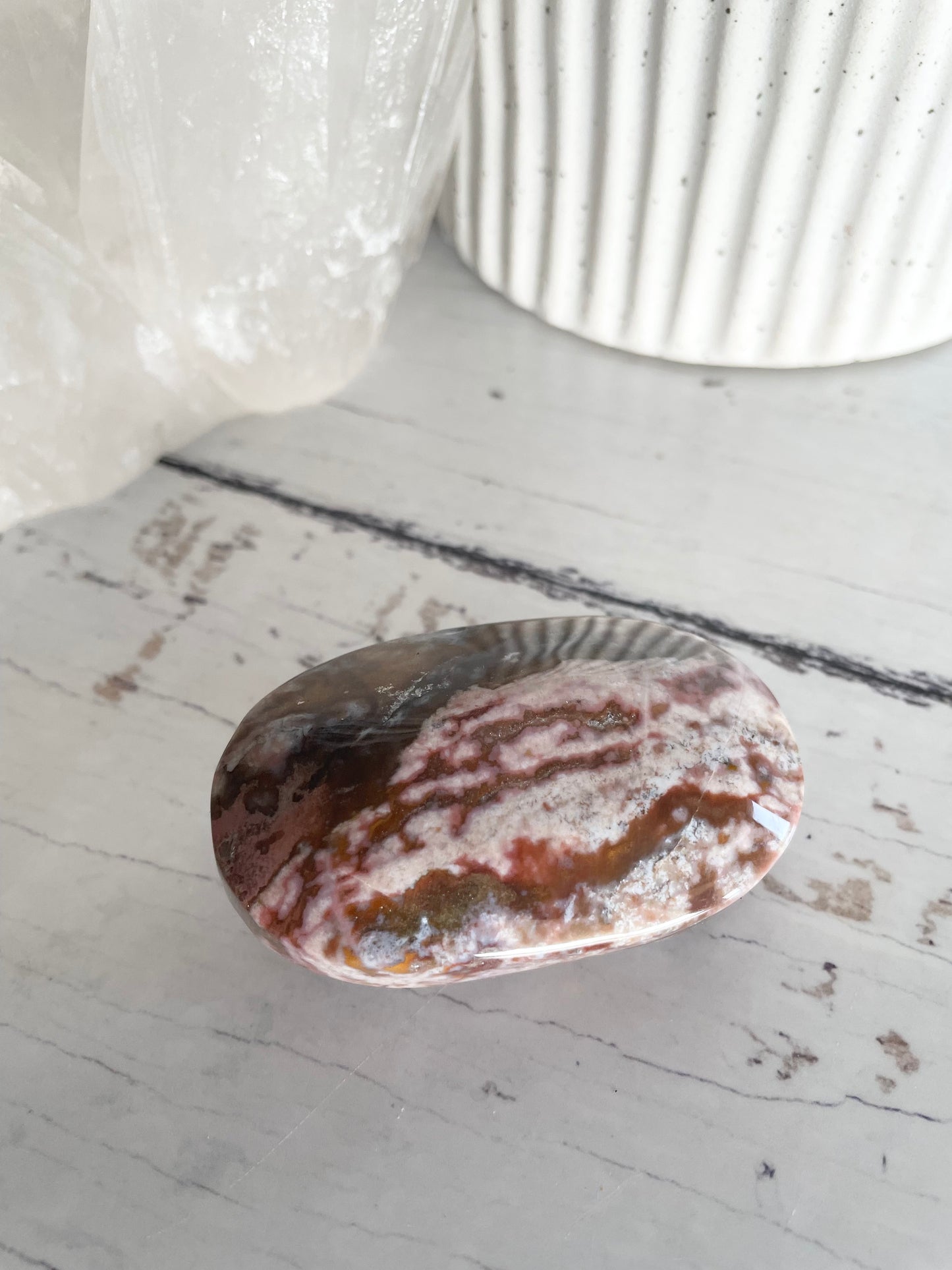 Ocean Jasper Pillow Palm Stone
