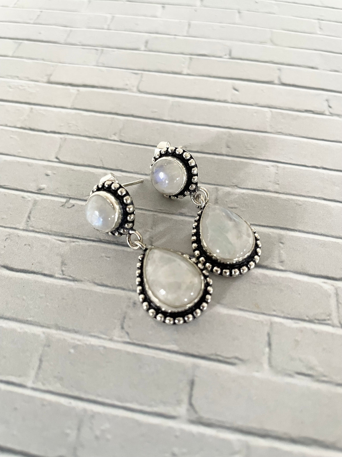 Rainbow Moonstone Studs