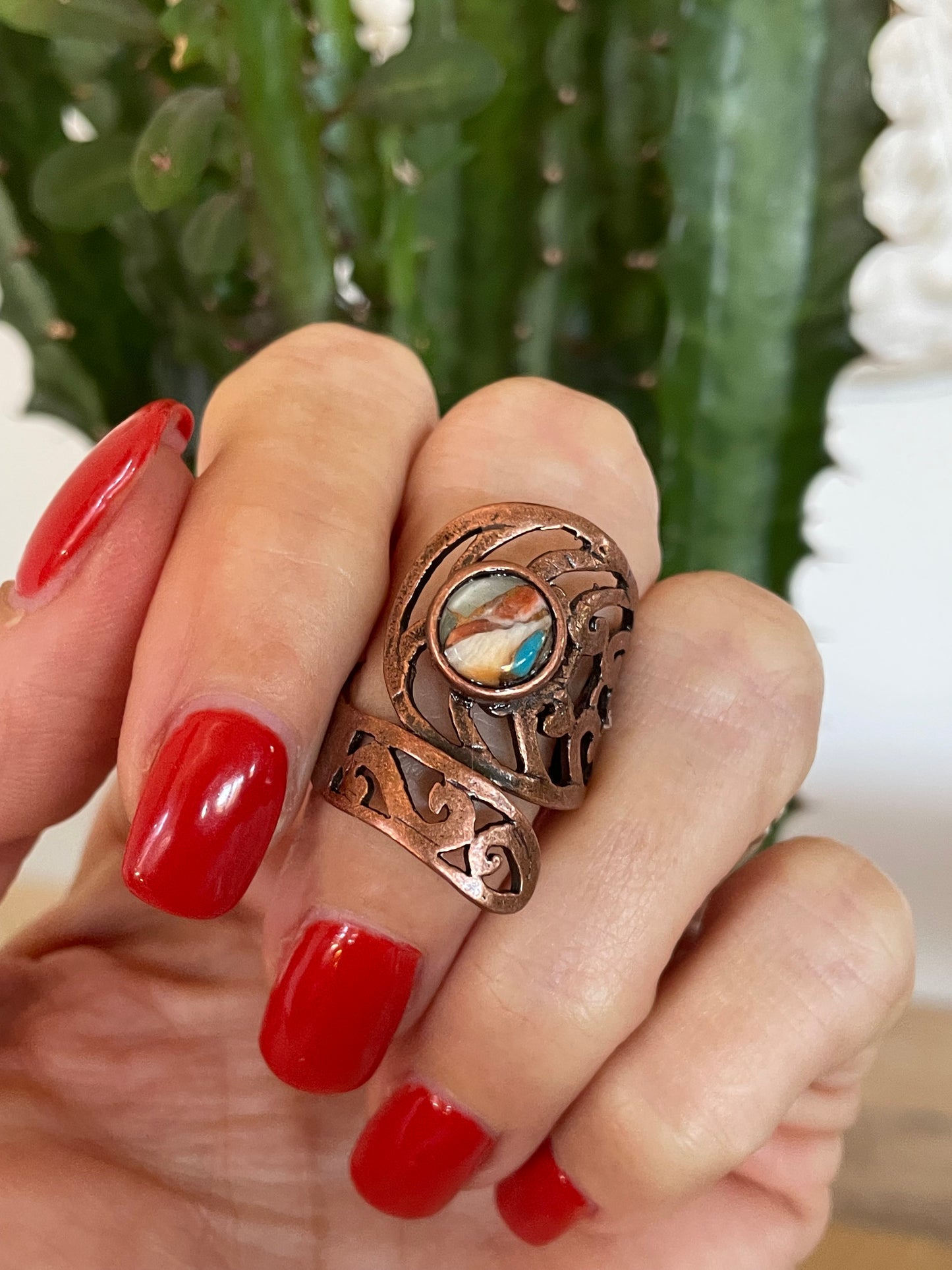 Copper Ring ~ Spiny Oyster size 6-10 adjustable