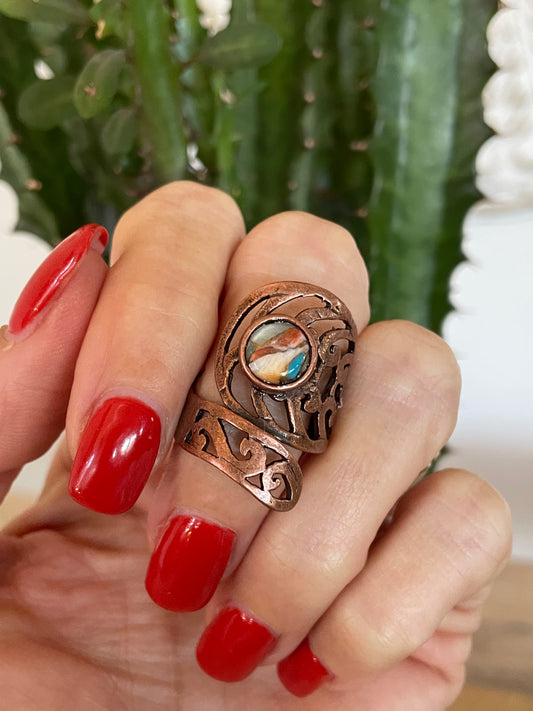 Copper Ring ~ Spiny Oyster size 6-10 adjustable