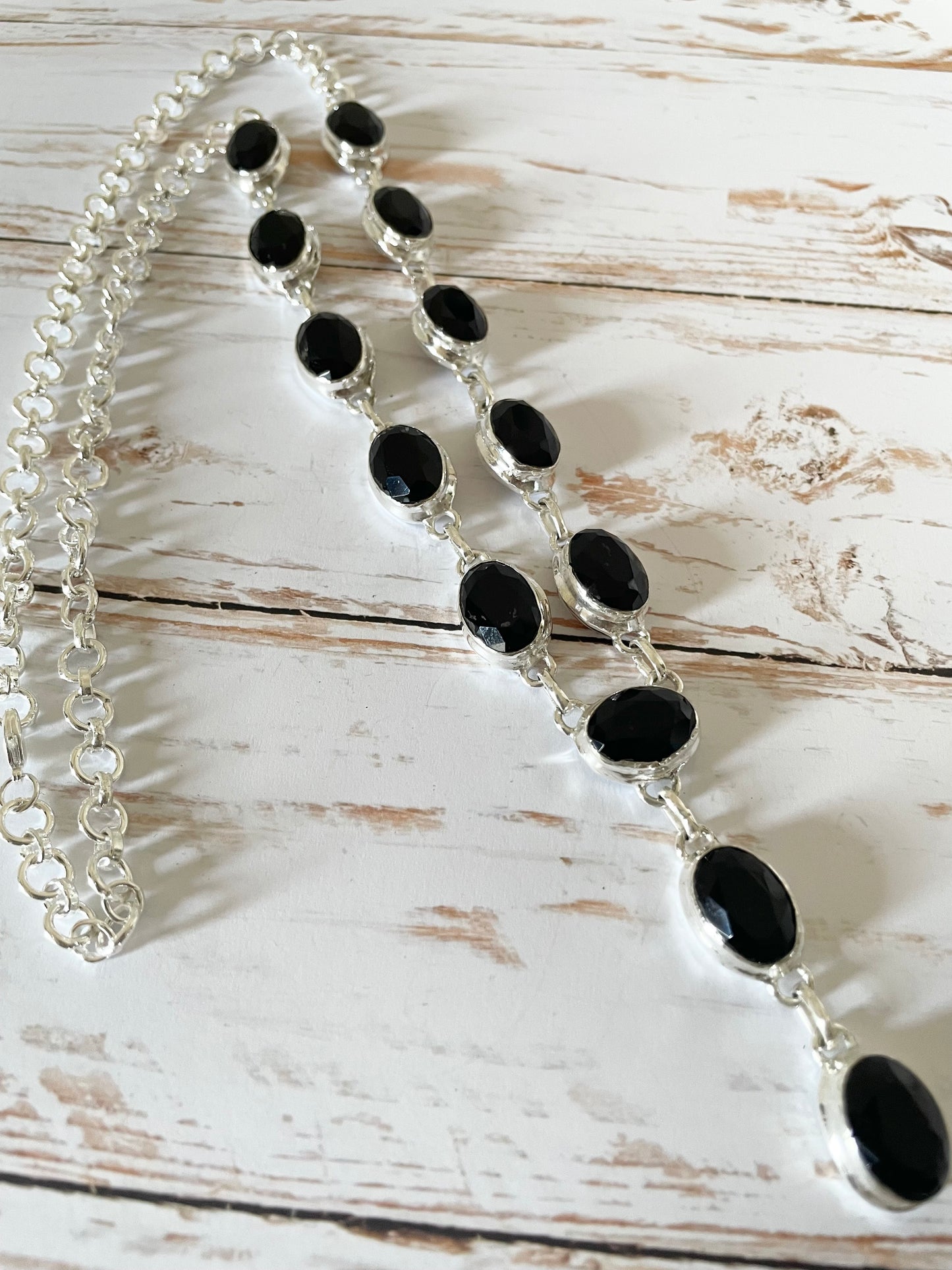 Black Onyx Lariat Necklace