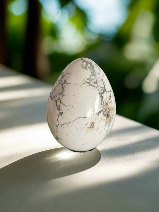 White Howlite Egg with holder