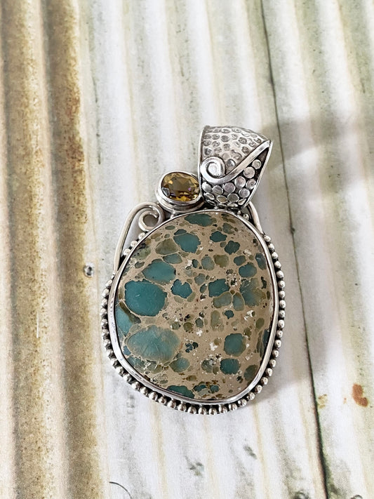 Green Jasper & Citrine Pendant