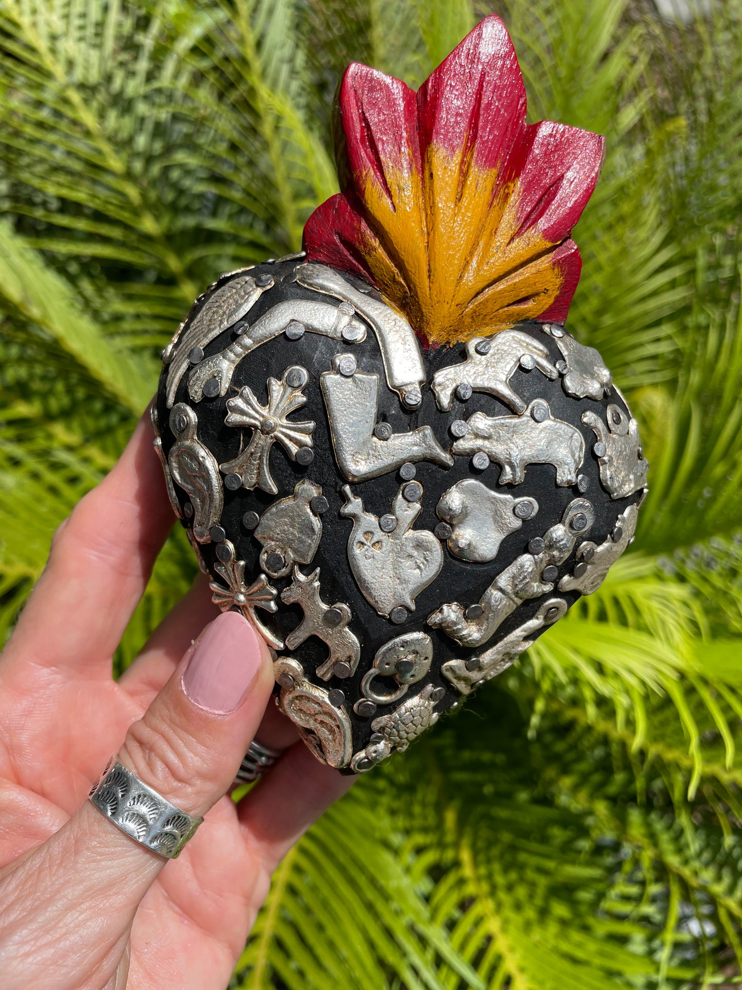 Mexican Wooden Milagro  Heart