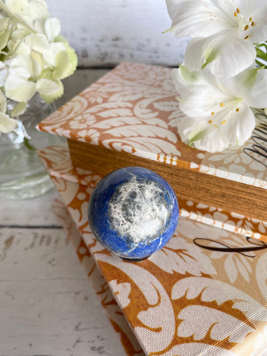 Lapis Lazuli Sphere includes wooden holder