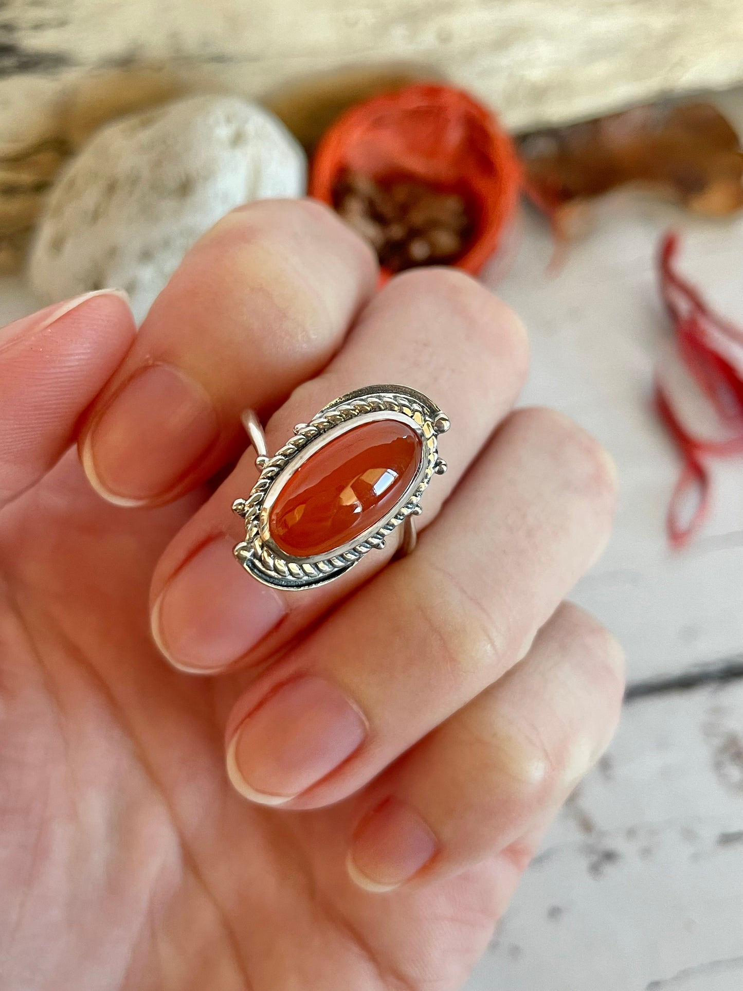 Carnelian Silver Ring