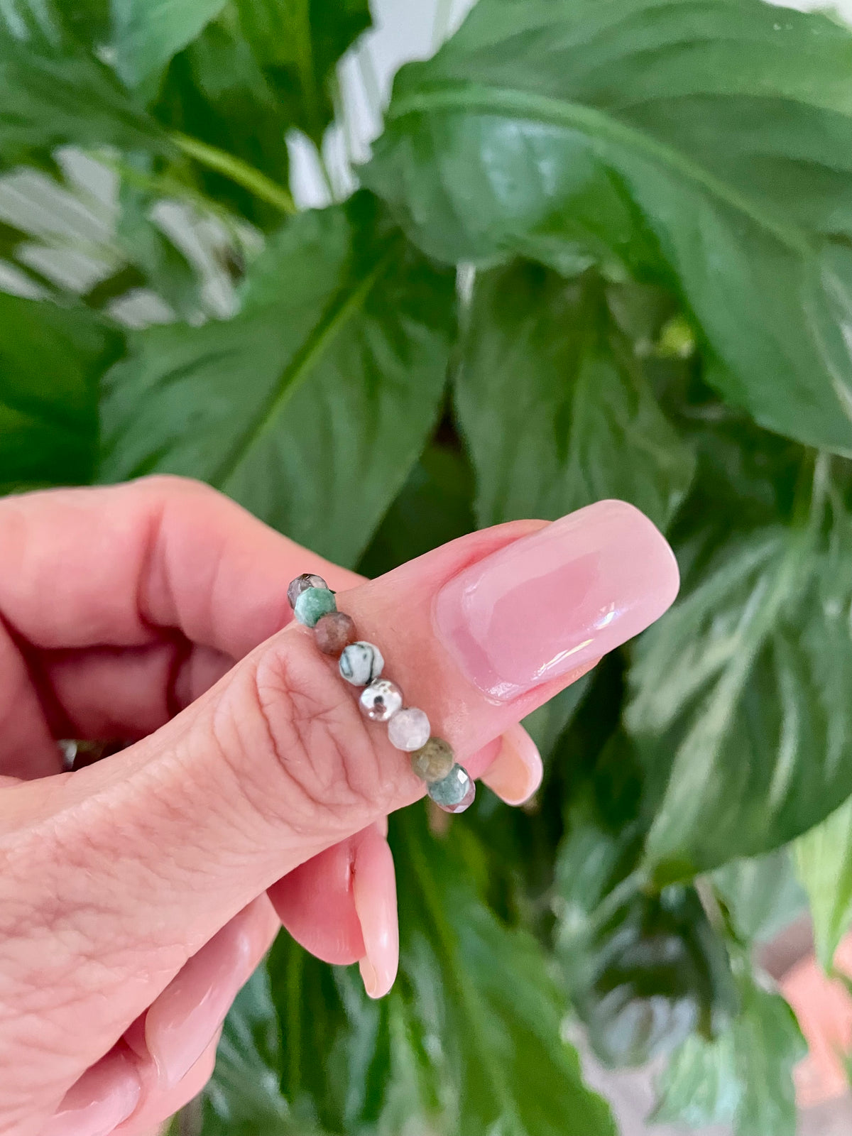 Faceted Indian Agate Ring size 6-9