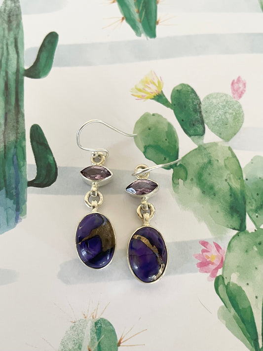 Violet Dahlia Kingman Turquoise/Amethyst dangles