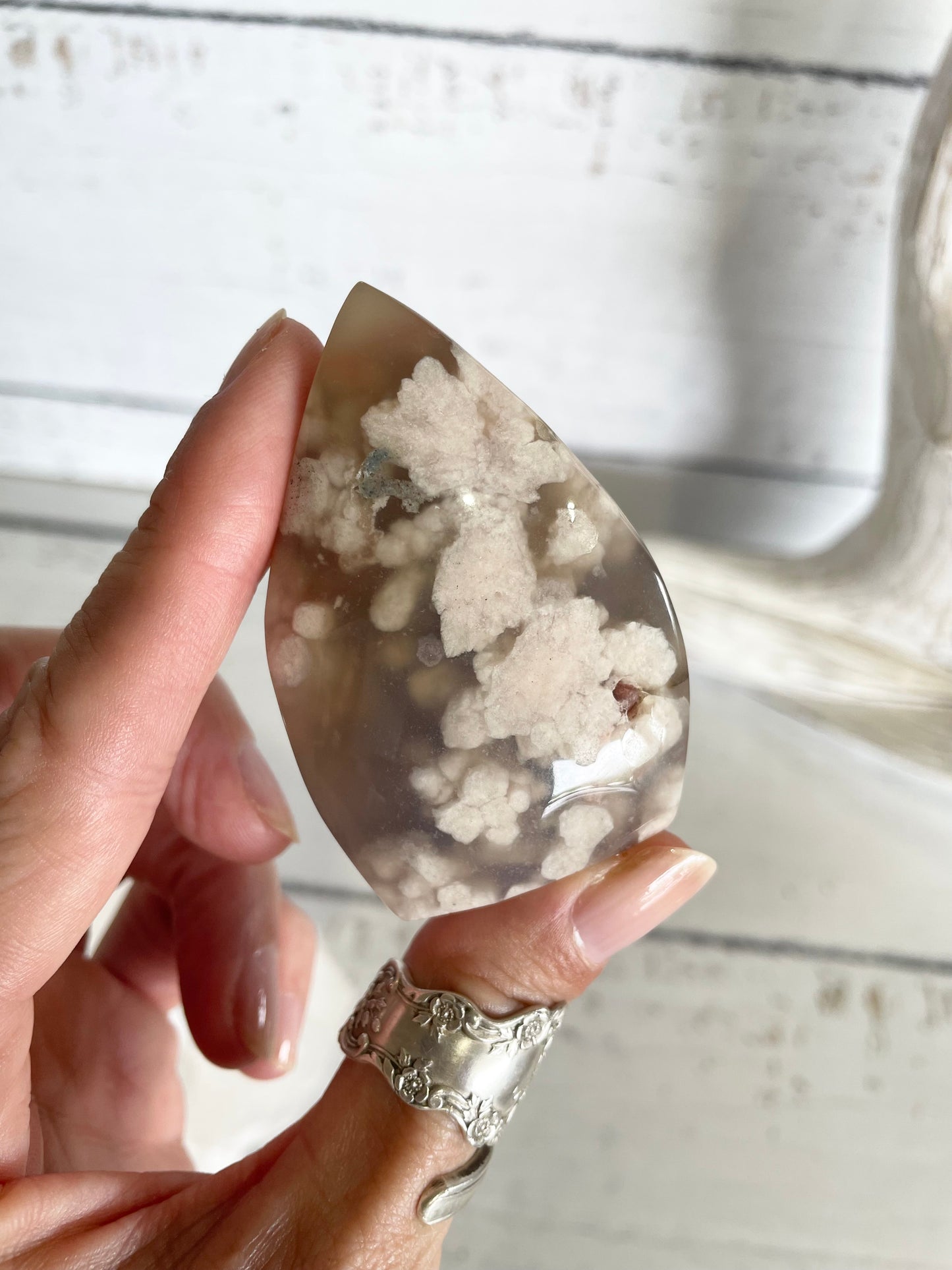 Green Flower Agate Dome