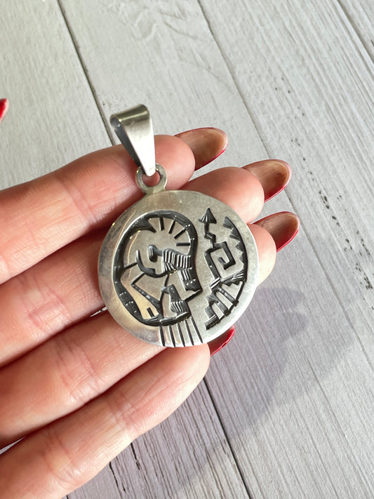 Native Talisman Kokopelli ~ Sterling Silver Pendant