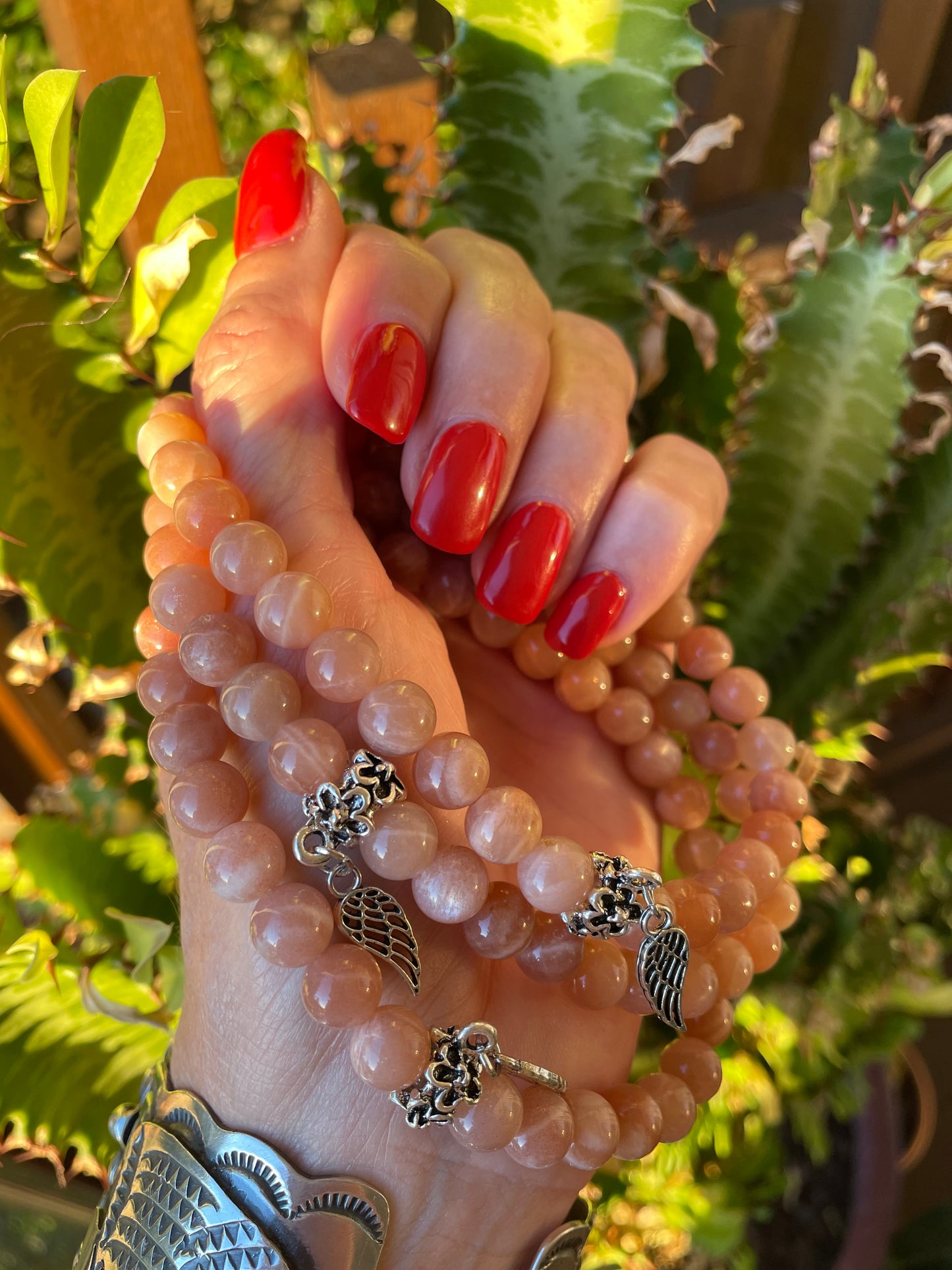 Peach Moonstone Healing Anklet