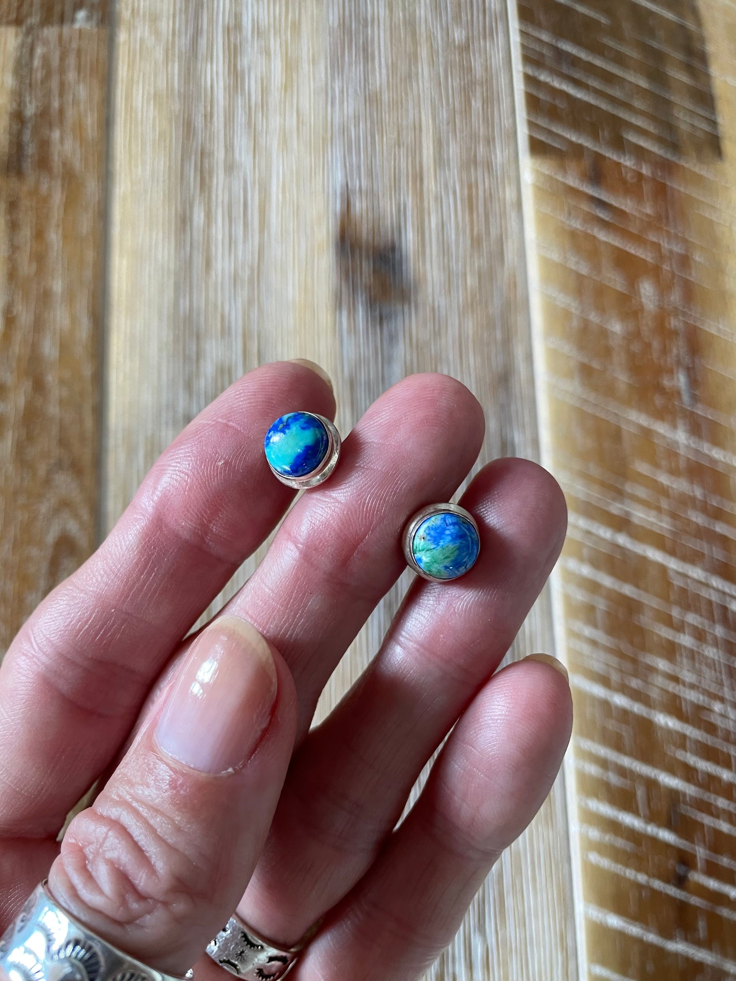 Azurite/Chrysocolla Studs