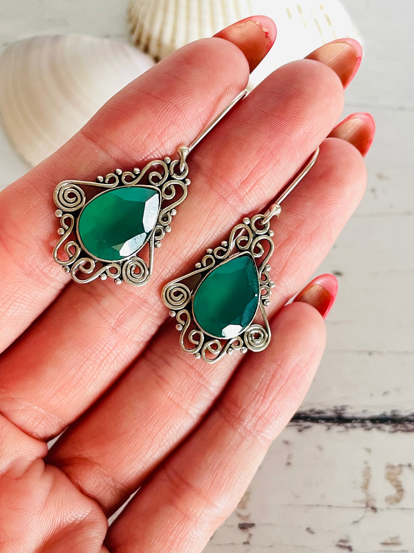 Green Chalcedony Dangles