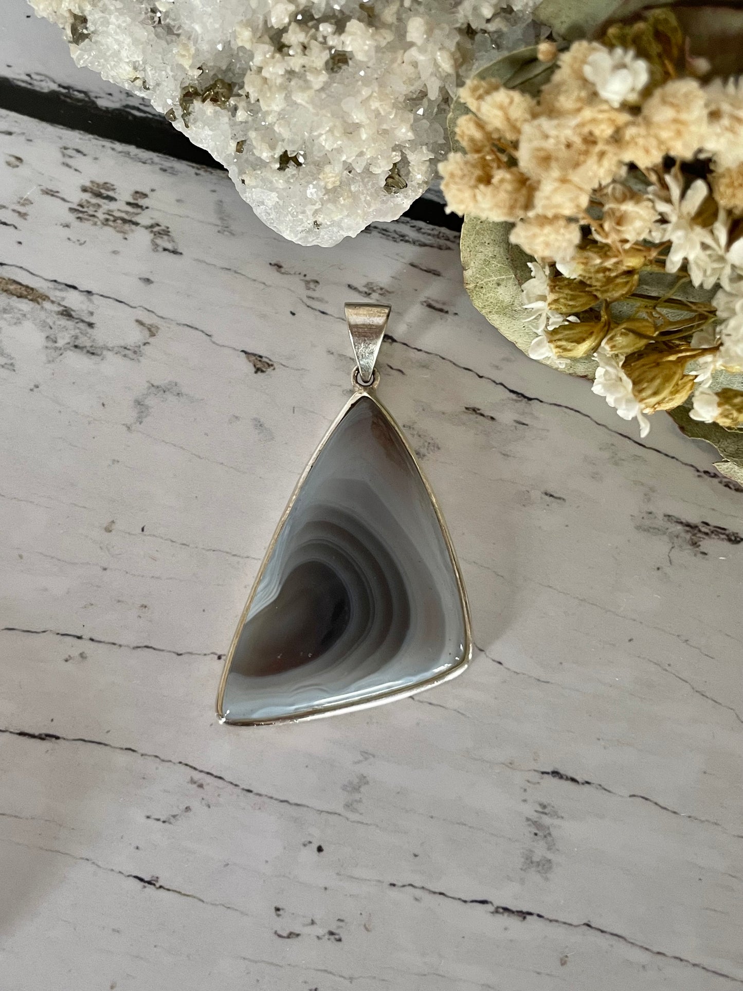 Botswana Agate Silver Pendant