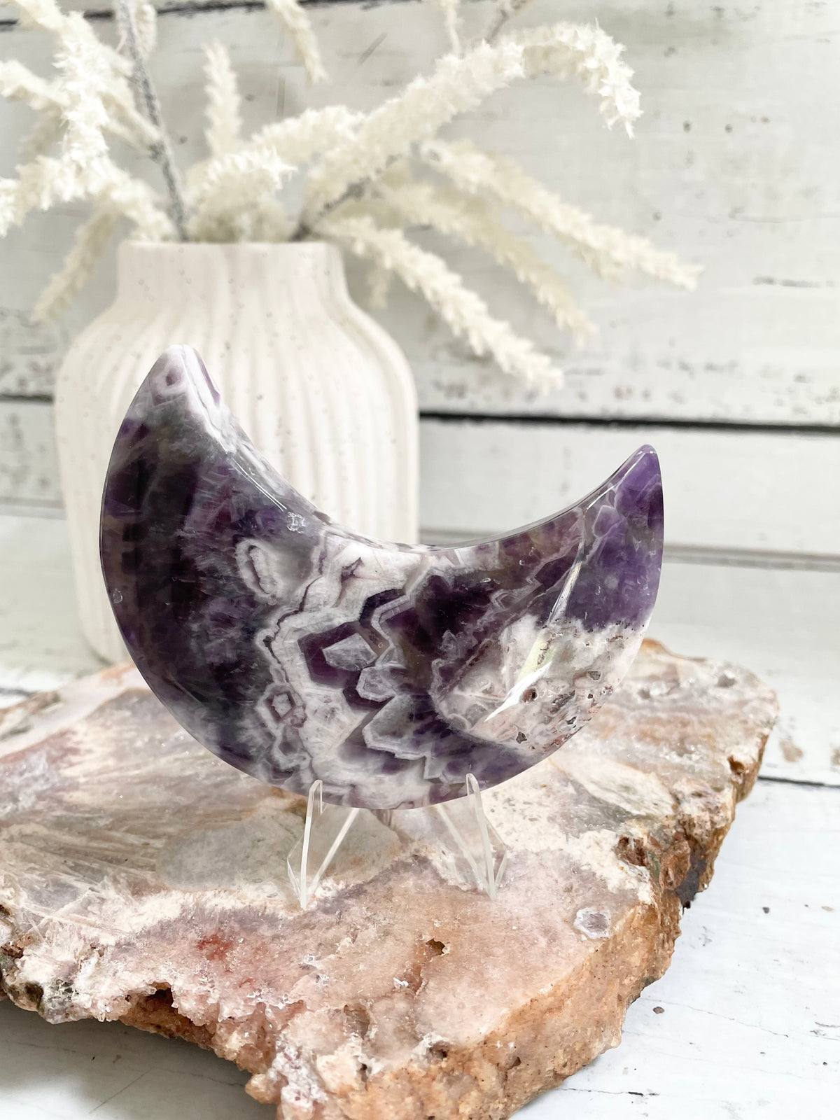 Chevron Amethyst Moon includes stand