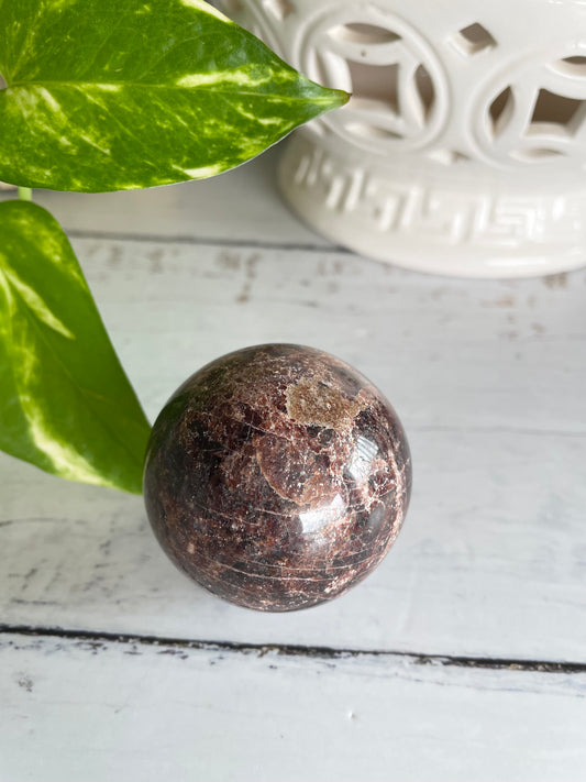 Garnet Sphere Includes Wooden Holder